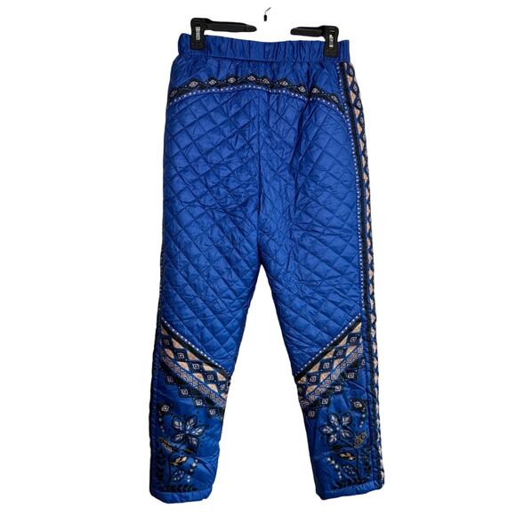 FARM RIO NWT $255 Macaw Quilted Ankle Pants Cobalt Blue Women's Size S - Picture 7 of 13